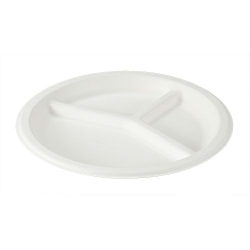 モールド丸皿三仕切9インチ (白) TM-P104