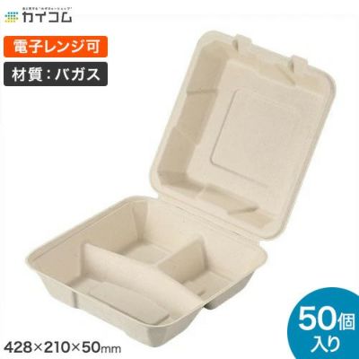 モールドランチボックス三仕切8インチ (未晒し) TM-B105 | 食品包材 