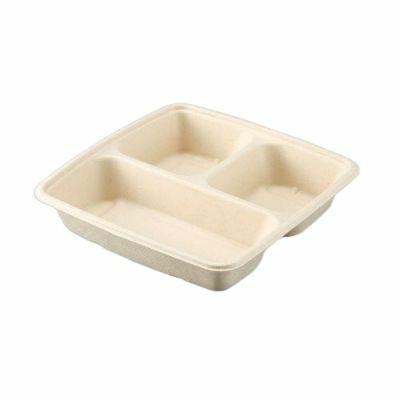 モールドトレー三仕切9インチ（未晒し）(TR093）