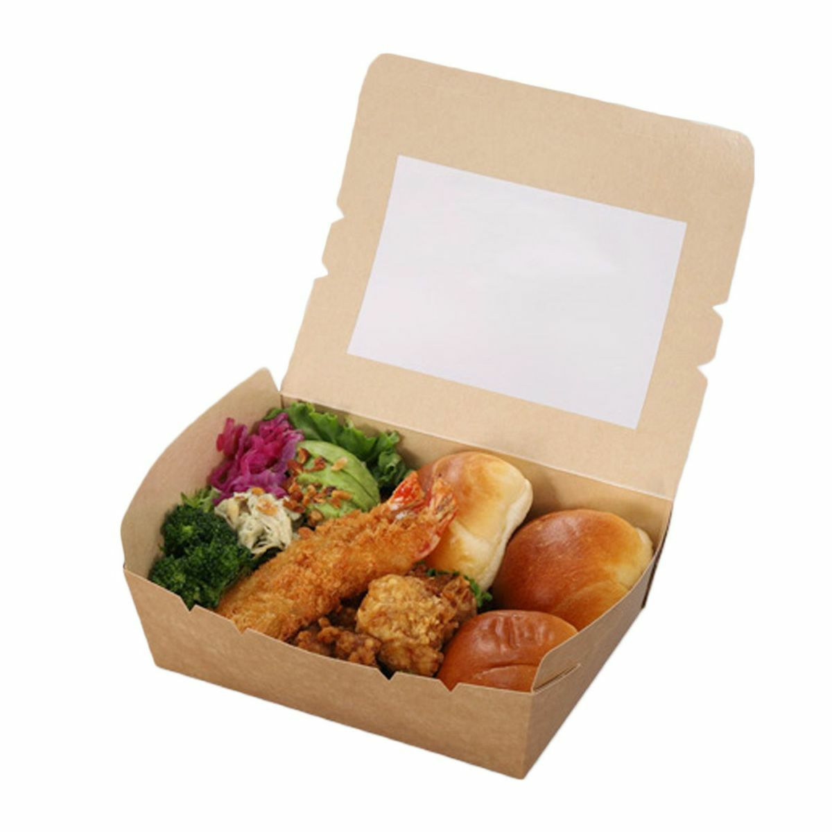 窓付きランチボックス(L) クラフト 400入