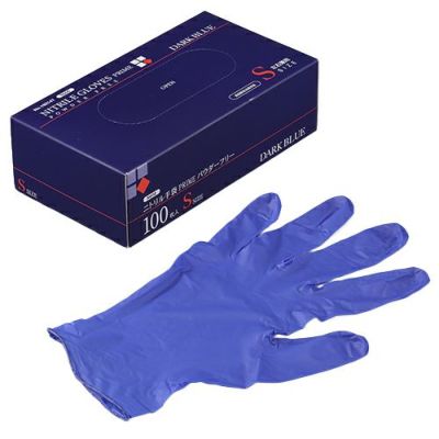 N600 ニトリル手袋 PRIME 粉無 DARK BLUE (S) 100入