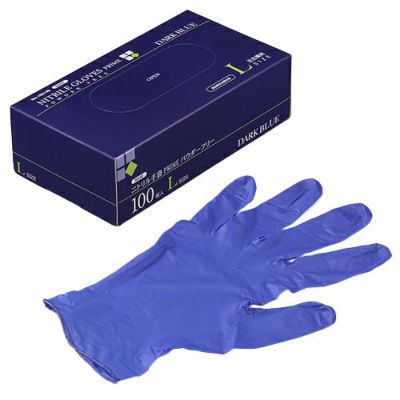 N600 ニトリル手袋 PRIME 粉無 DARK BLUE (L)