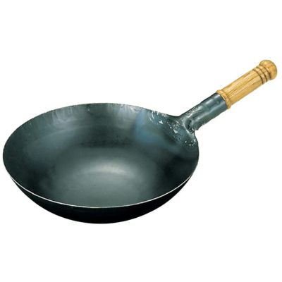 山田 鉄 打出木柄 中華片手鍋 24cm