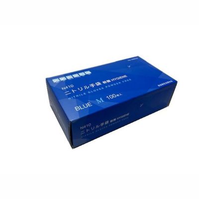 N410 ニトリル手袋 粉無 BLUE M 100入